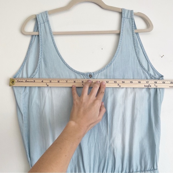 Cloth & Stone Tencel Jumpsuit chambray size medium blue denim wrap Summer tank - Picture 13 of 16
